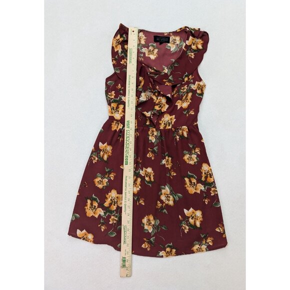 Sweet Wanderer Women's Dress Size Small Maroon Floral Print Ruffle Boho Bohemian - Picture 10 of 15